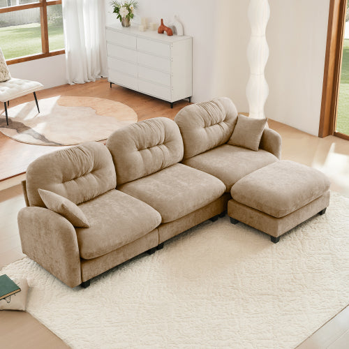 Modular Sectional Couch Chenille Fabric High-Density Foam 2-4 Seats ottoman Optional