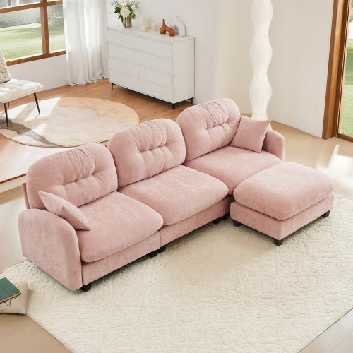 Modular Sectional Couch Chenille Fabric High-Density Foam 2-4 Seats ottoman Optional
