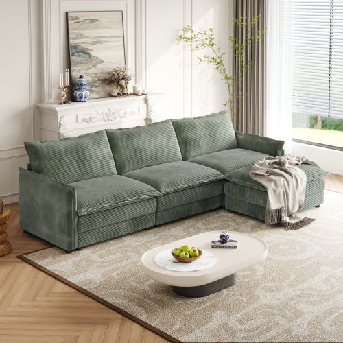 Corduroy fabric comfortable cloud sofa for living room 2 Seat - 4 Seat with ottoman