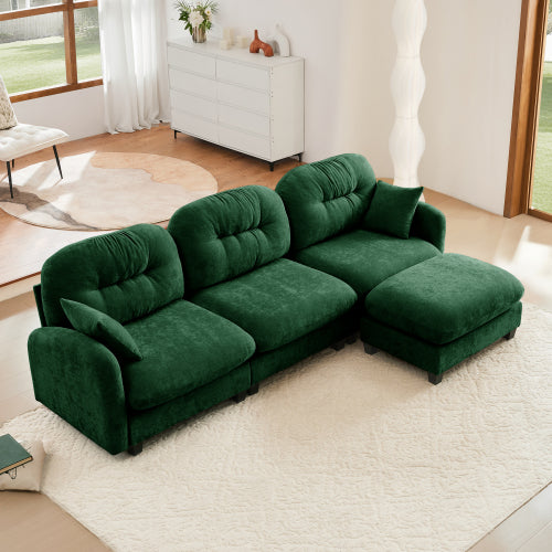 Modular Sectional Couch Chenille Fabric High-Density Foam 2-4 Seats ottoman Optional