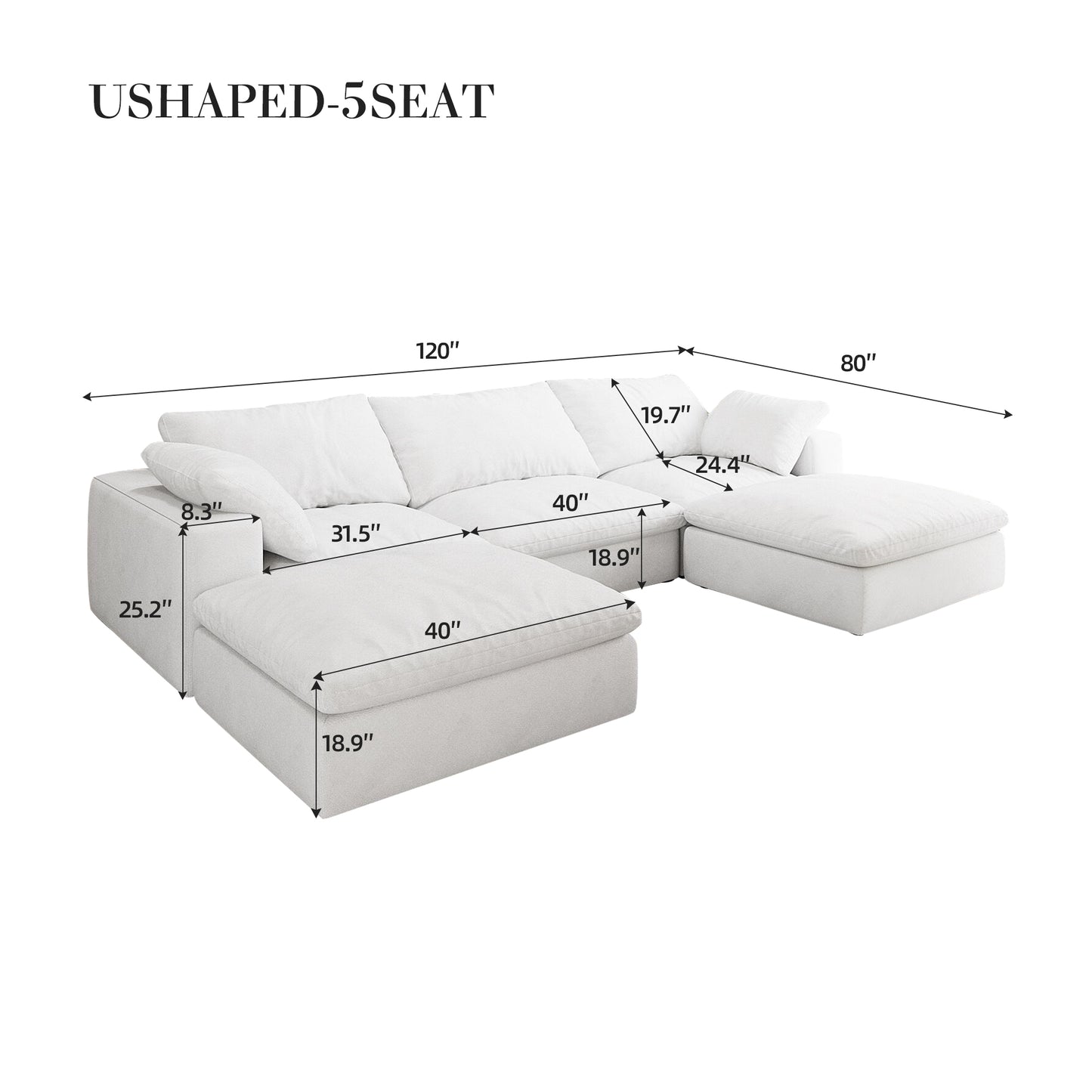 Modular Sectional Sofa Couch: Down - Filled, Cloud - Soft, Covers Washable & Replaceable for Living Room