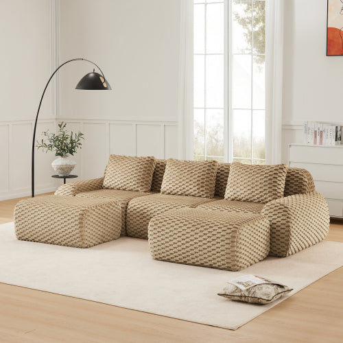 Modular Sectional Sofa for Living Room,Flannelette Fabric,Oversized 2-4 Seater Couch,Deep Seat,Boneless sofa
