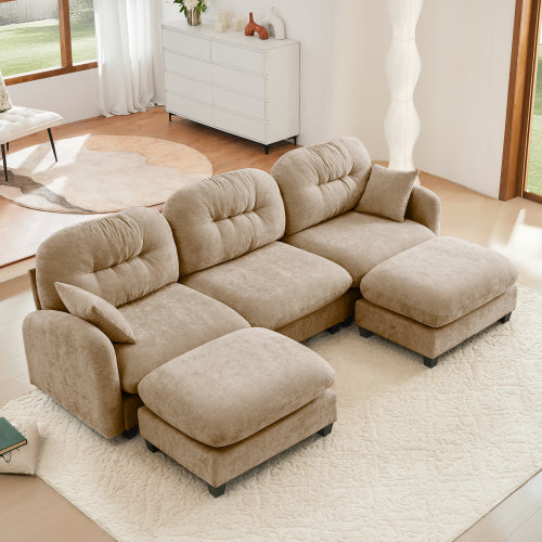 Modular Sectional Couch Chenille Fabric High-Density Foam 2-4 Seats ottoman Optional
