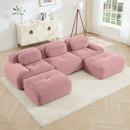 modular sofa no assembly breathable corduroy fabric 32D high-resilience sponge extra-wide curved armrests pet-friendly
