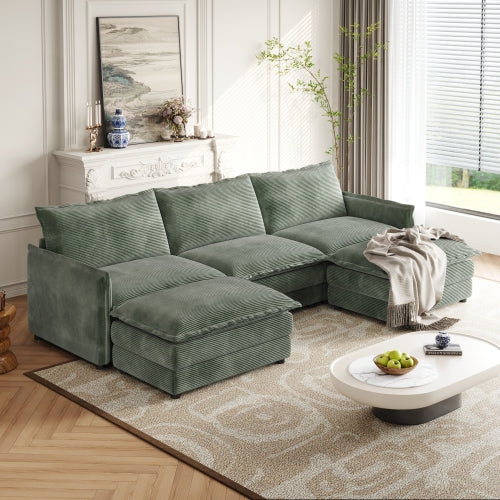 Corduroy fabric comfortable cloud sofa for living room 2 Seat - 4 Seat with ottoman