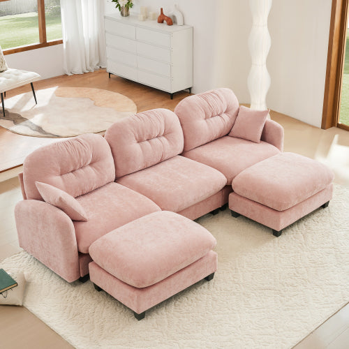 Modular Sectional Couch Chenille Fabric High-Density Foam 2-4 Seats ottoman Optional