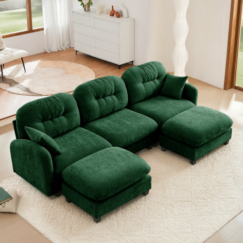 Modular Sectional Couch Chenille Fabric High-Density Foam 2-4 Seats ottoman Optional