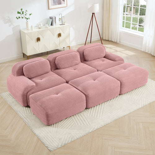 modular sofa no assembly breathable corduroy fabric 32D high-resilience sponge extra-wide curved armrests pet-friendly