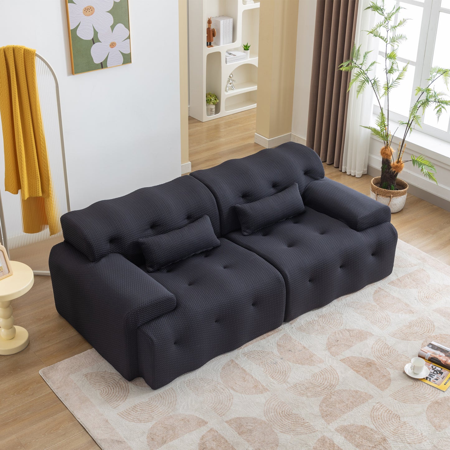 Modern Living Room Lounge: Large 2 - Seater Pure Foam Comfy Sofa Couch