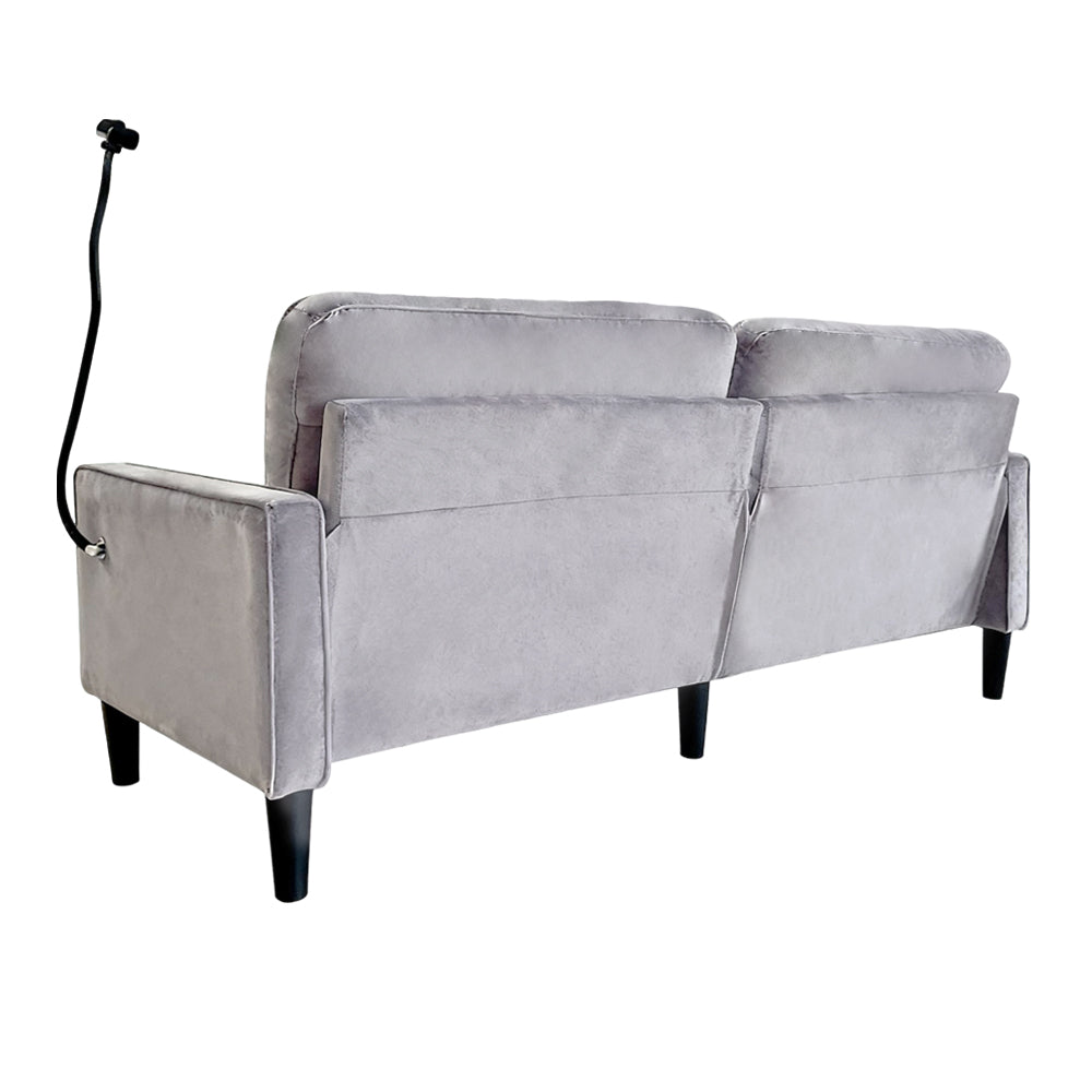 Modern Loveseat Sofa for Living Room | Linen Recliner, Removable Cover, Spring Cushions, Solid Wood Frame – Easy Assembly for Small Spaces (Gray)