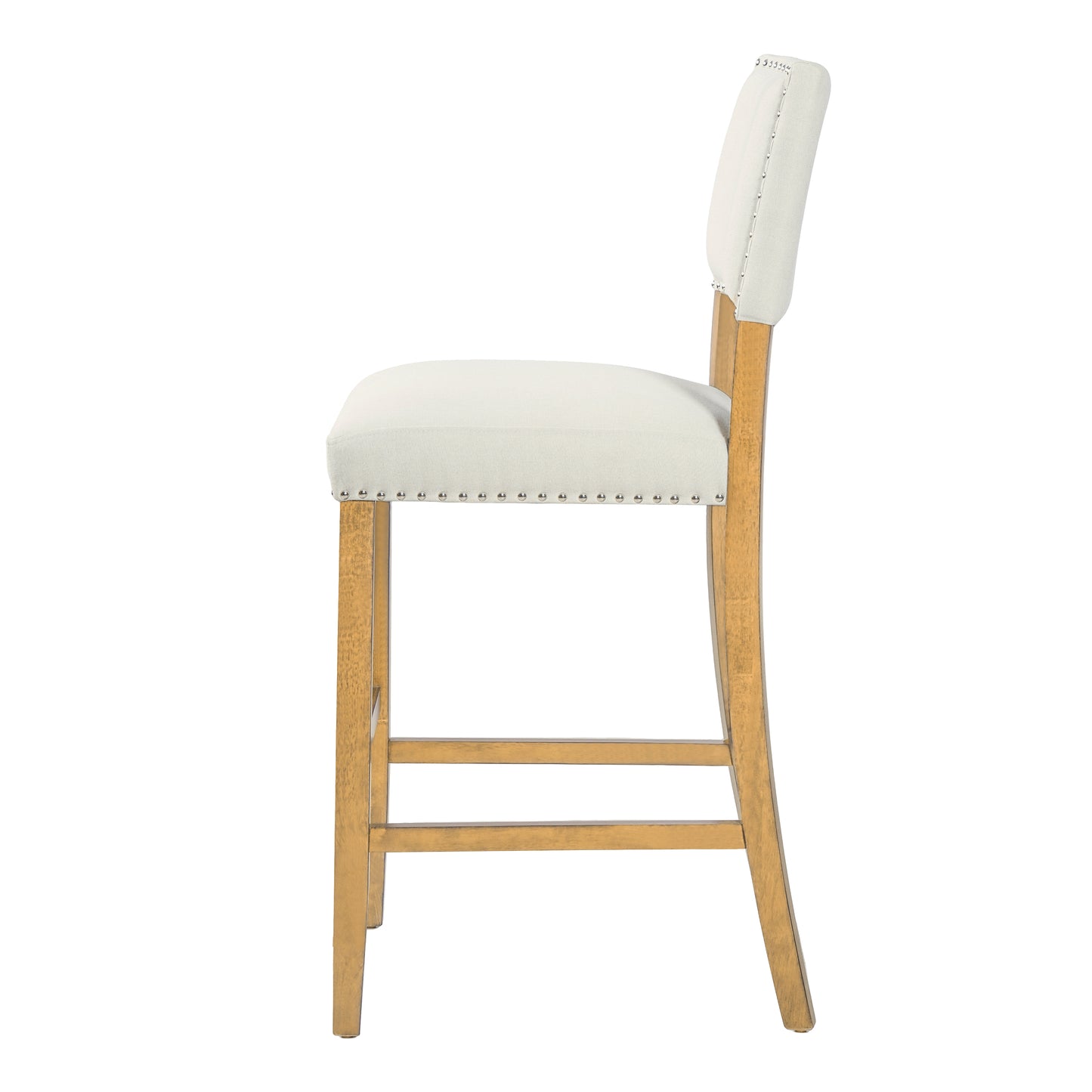 Barstools With rivet decoration wood Frame fabric Sponge cushion and Upholstered Barstools