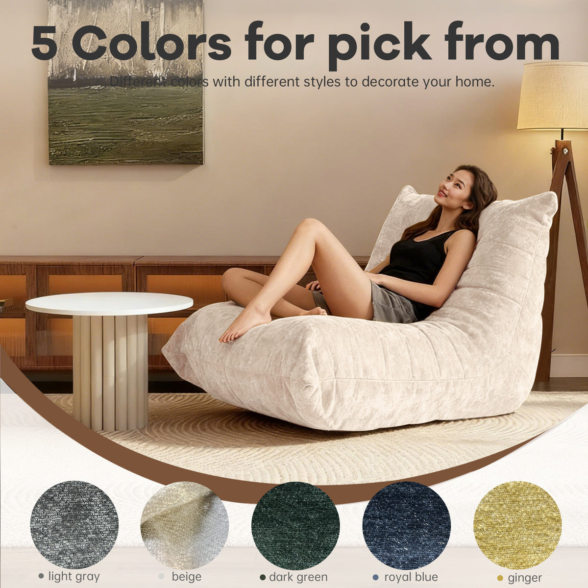Ergonomic Bean Bag Chair with 5-Way Body Support  Togo Sofa