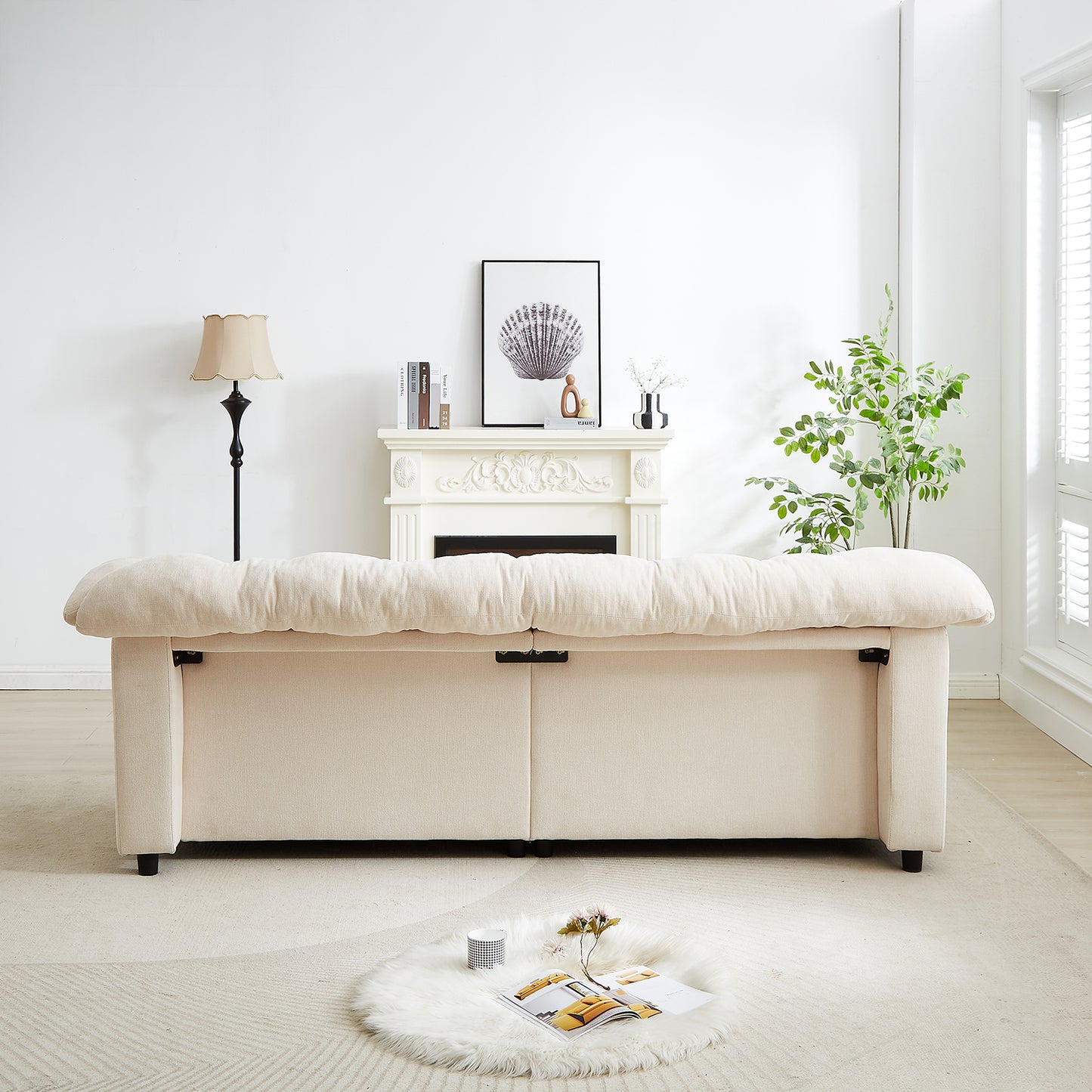 Chenille Modern Comfort Deep Seat Sofa, Upholstered Fluffy Cloud Sofa