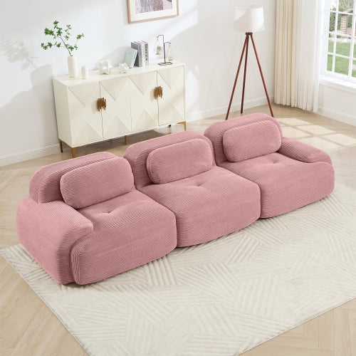 modular sofa no assembly breathable corduroy fabric 32D high-resilience sponge extra-wide curved armrests pet-friendly