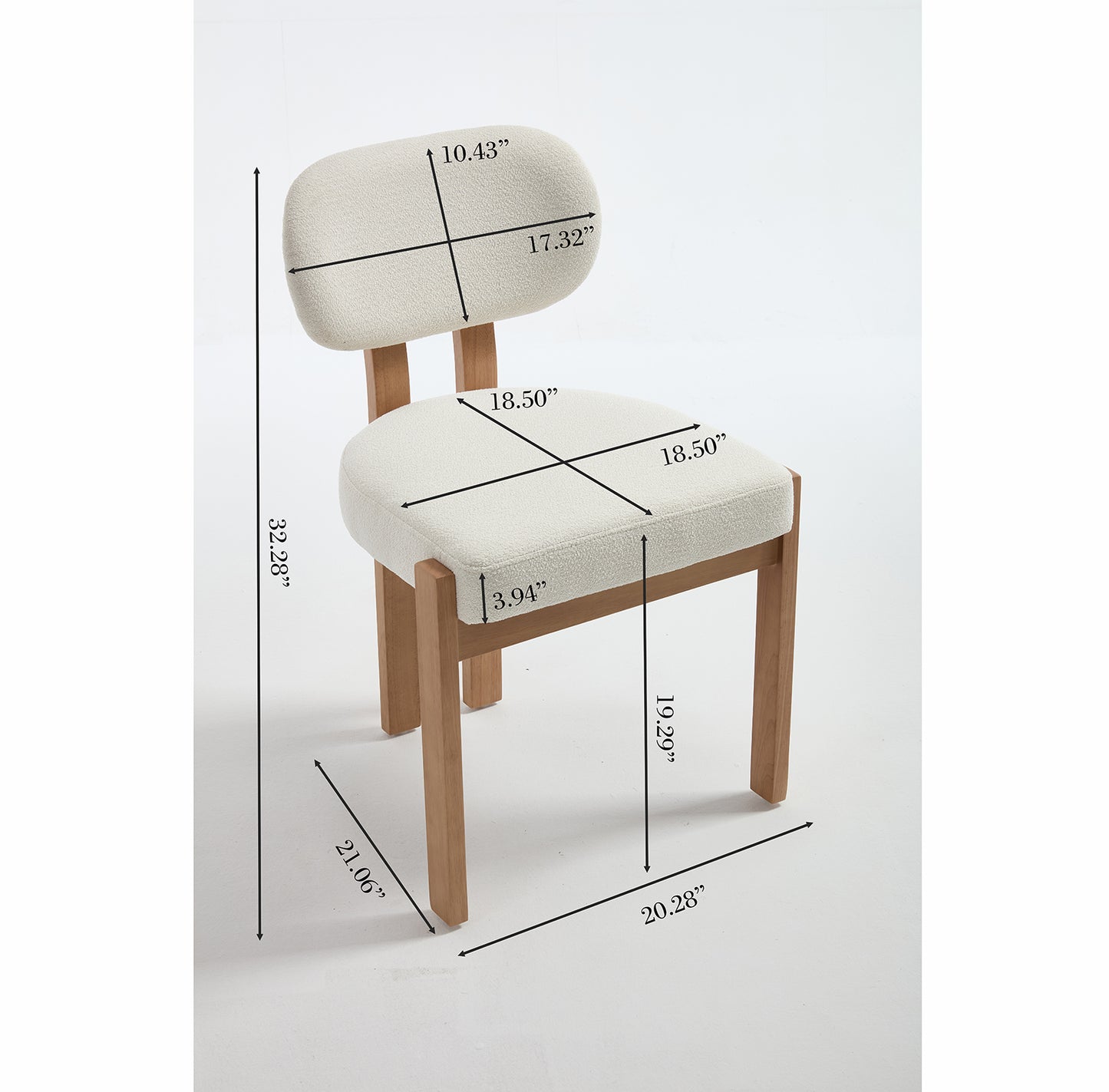 Set of 2 Wooden Dining Chairs: Modern Fabric Upholstered for Kitchen & Dining Room