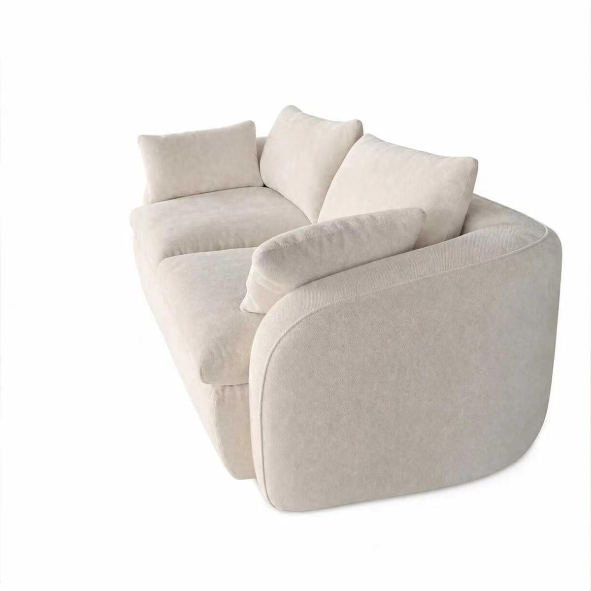 Fully Sponge Compressed Sectional Sofa – High Resilience Foam, White Chenille, Modular Loveseat/ L-Shaped Sofa