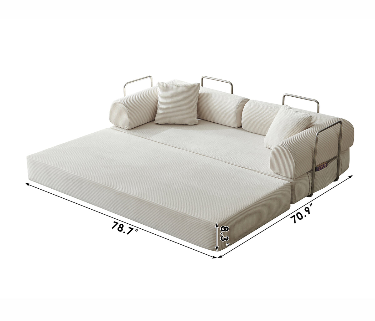 Convertible Floor Sofa Bed – Pillow Back Support, Armrest Loveseat, Boneless Couch Sleeper