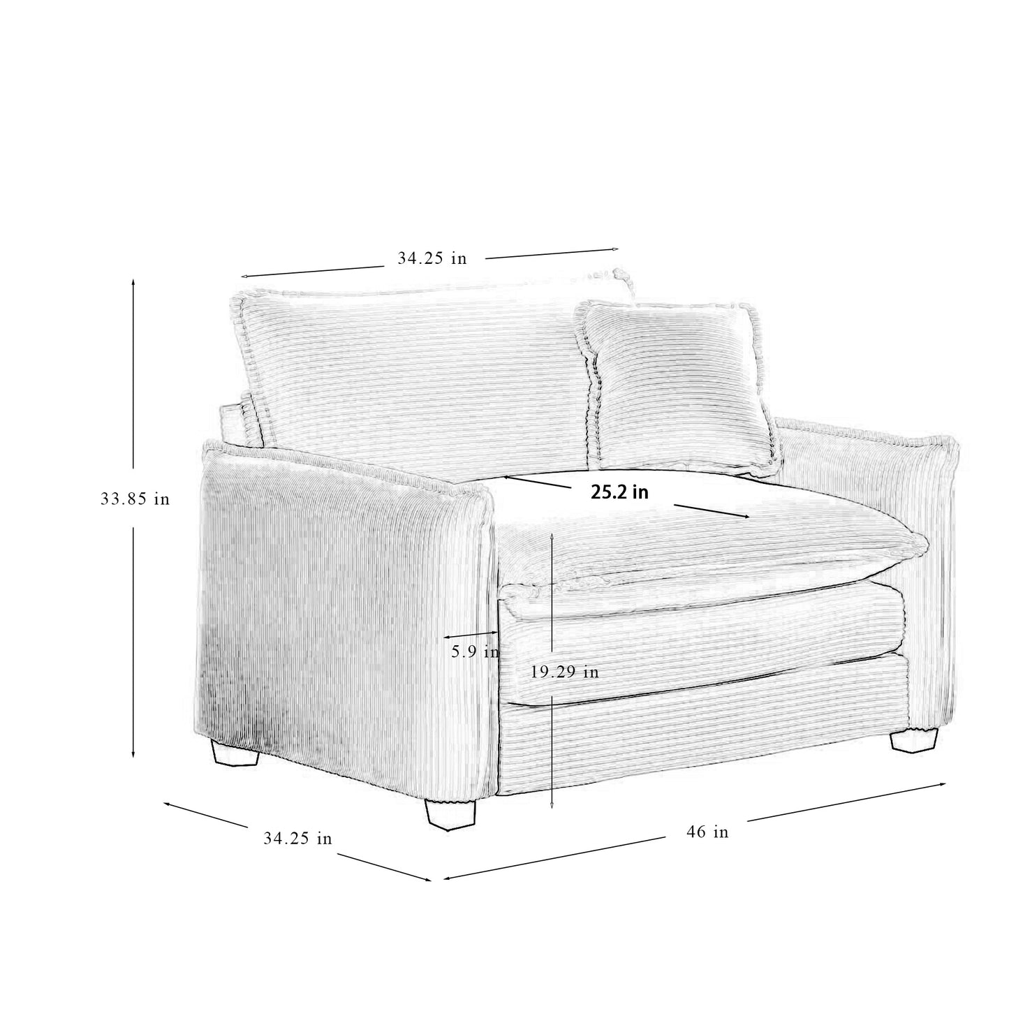 Comfortable Single Deep Seat Sofa With One Pillow