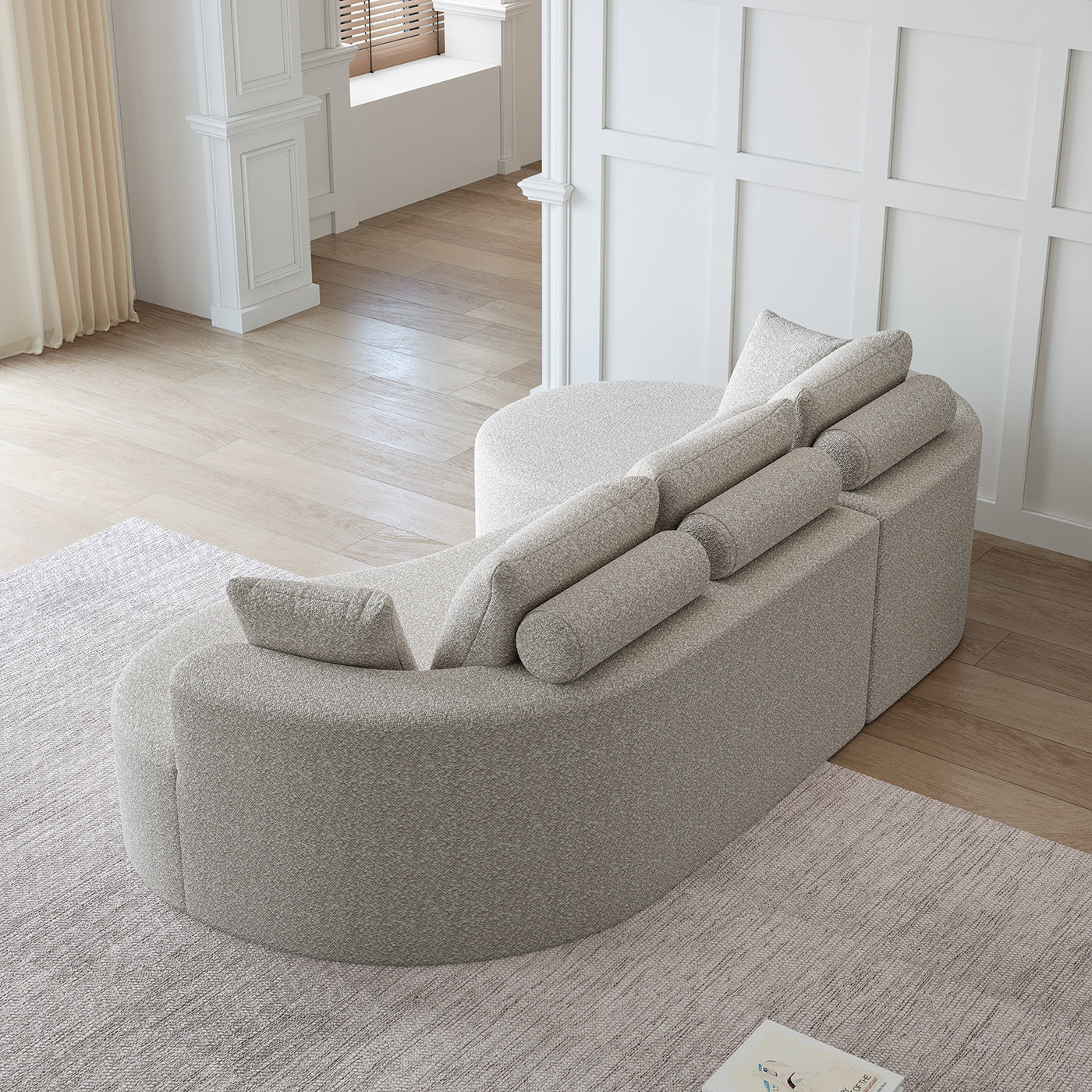 Modern Upholstered Oversized Sectional Sofa,  Chenille 4-Seater Extra Deep & Wide Seat Curved Cloud Couch with 7 Pillows