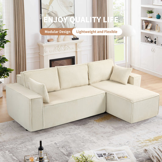 L-Shape Modular Sofa Couch for Living Room - Vacuum Compressed, No Assembly