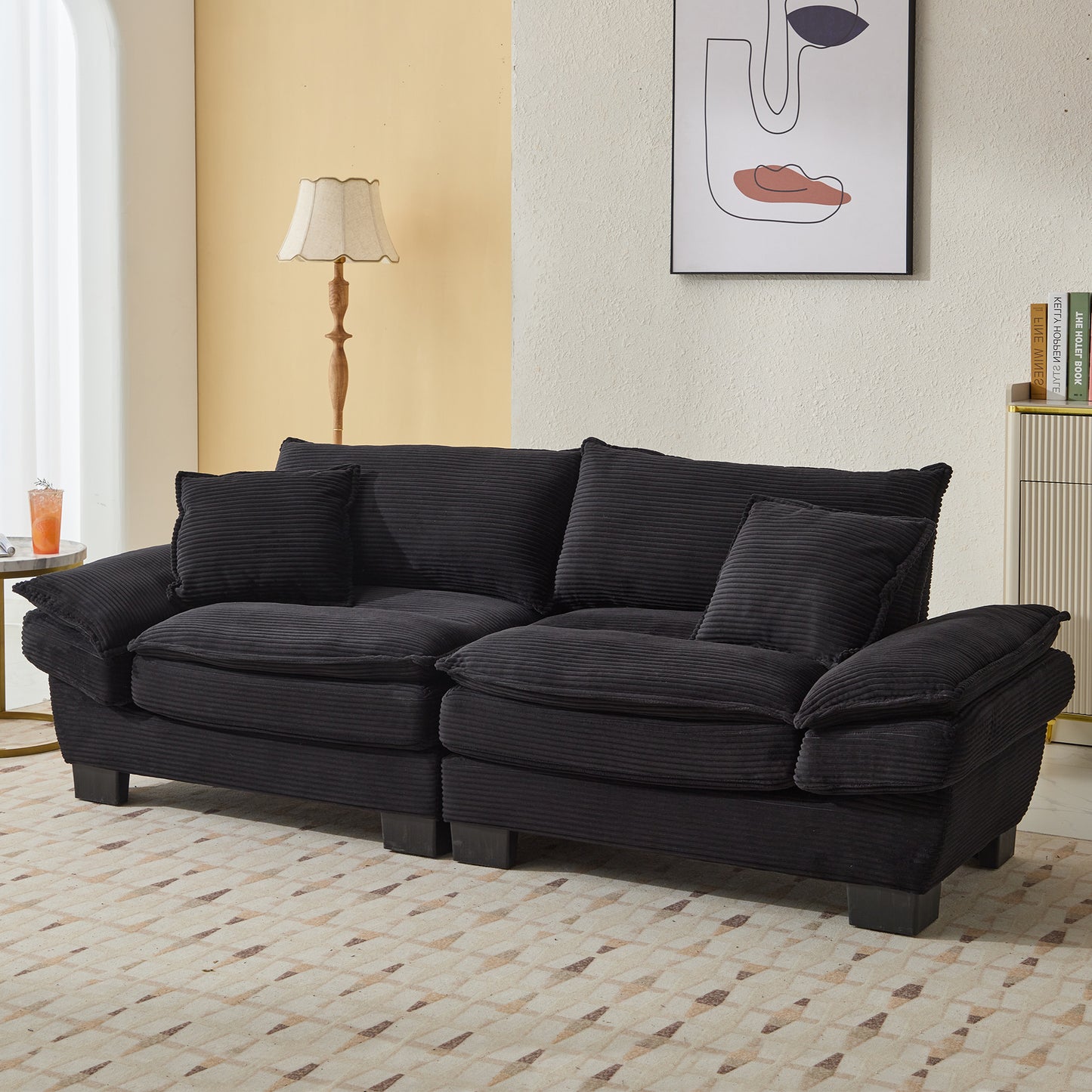Corduroy Sofa Sleeper Loveseat - Comfy, Deep Seat 5 Colors