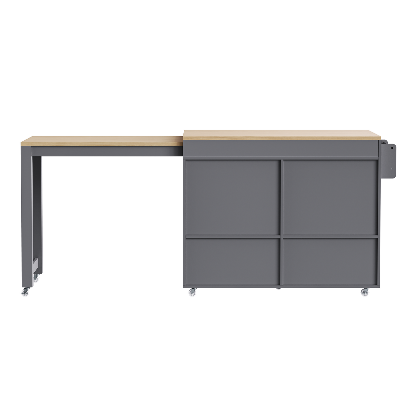 74.5" Kitchen Island - Extendable Table, Rolling Cart