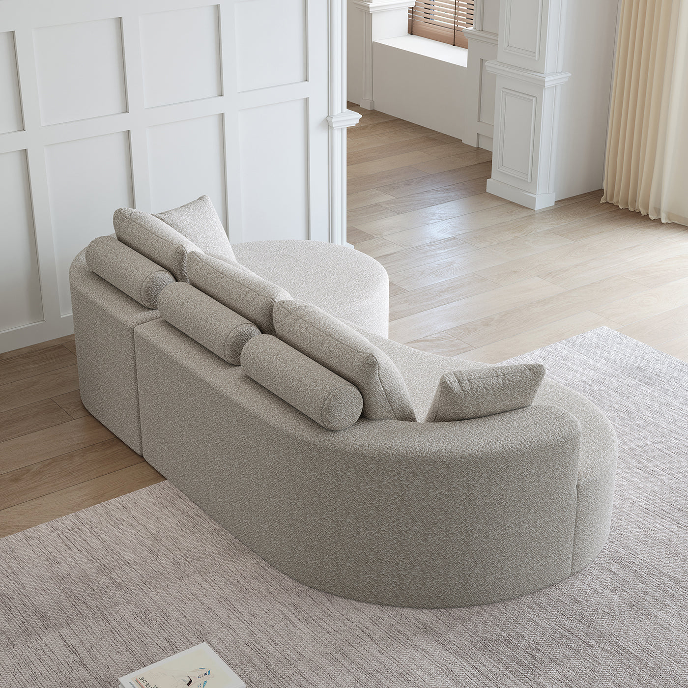 Modern Upholstered Oversized Sectional Sofa,  Chenille 4-Seater Extra Deep & Wide Seat Curved Cloud Couch with 7 Pillows