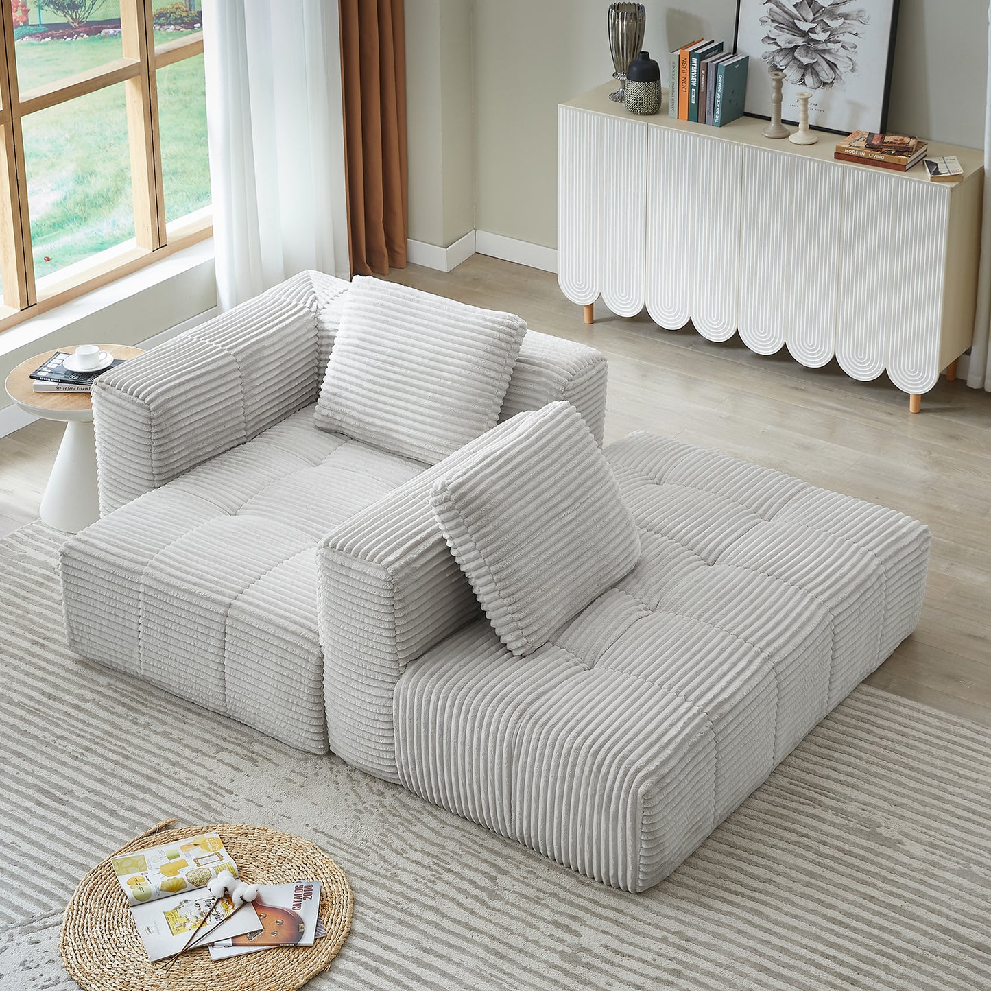 L-Shape Modular Compressed Couch,Sectional Sofa with Chaise Lounge,No assembly required