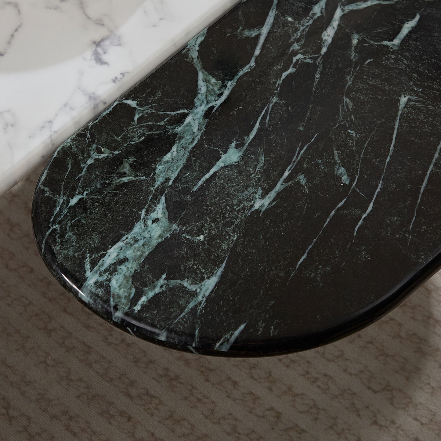 Faux Marble Coffee Tables Accent Tea Tables with Gold Metal Foot