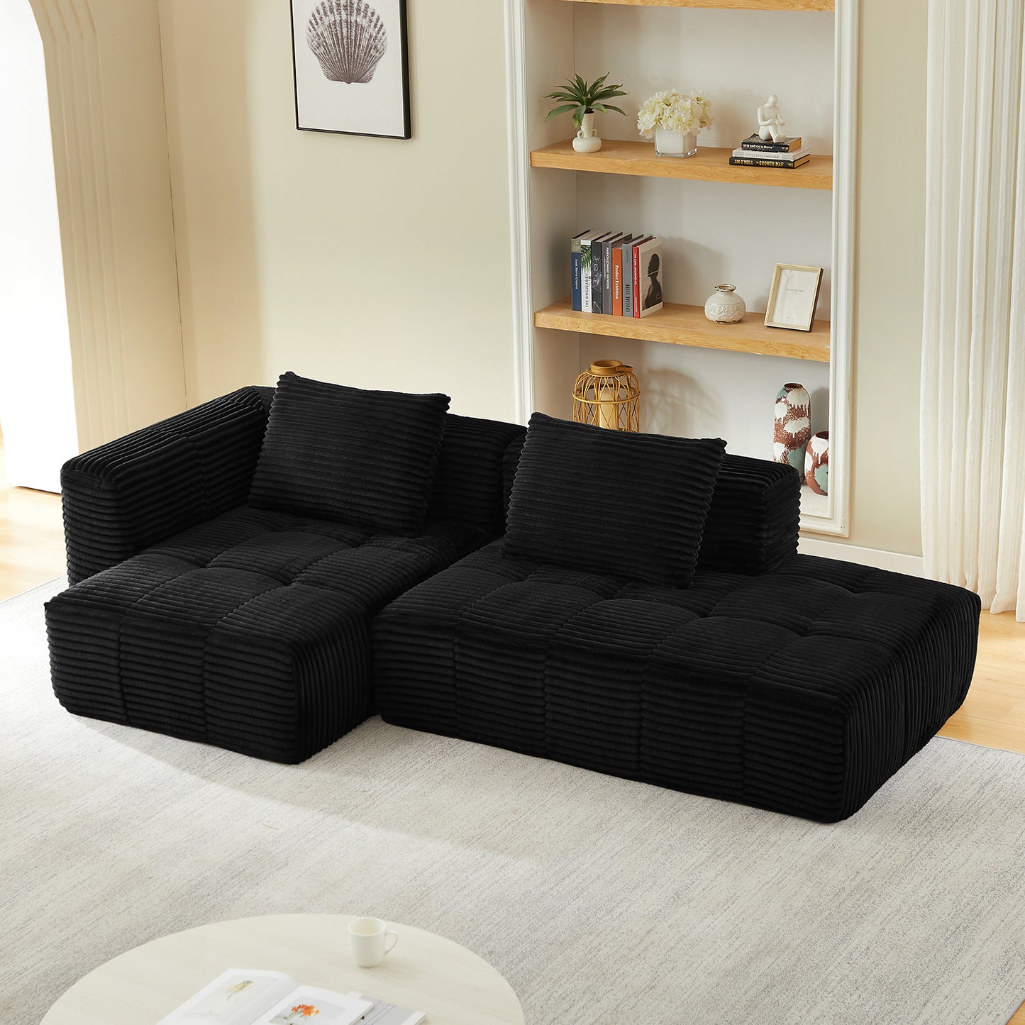 L-Shape Modular Compressed Couch,Sectional Sofa with Chaise Lounge,No assembly required