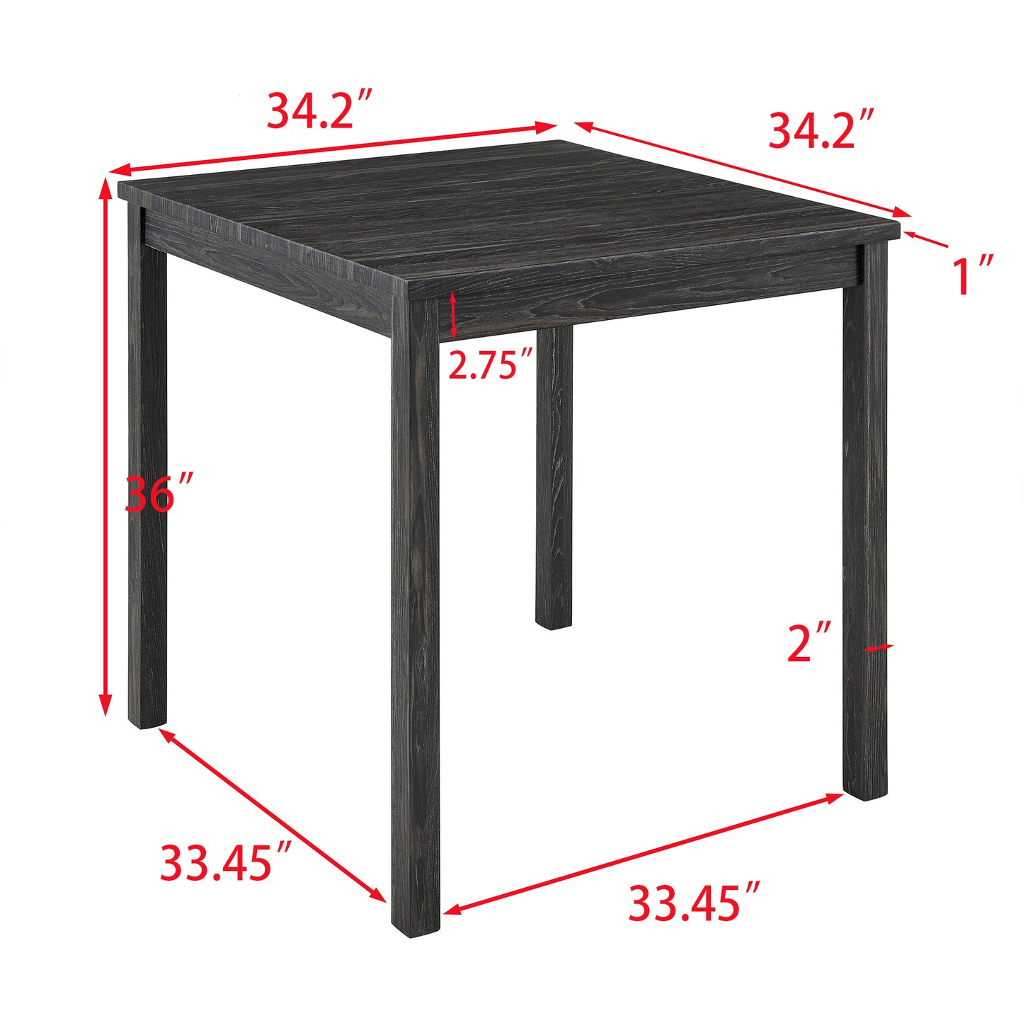 5-Piece Dining Table Set | Industrial Square Table + 4 Bar Stools – Black/Gray/Brown, Space-Saving, Easy Assembly