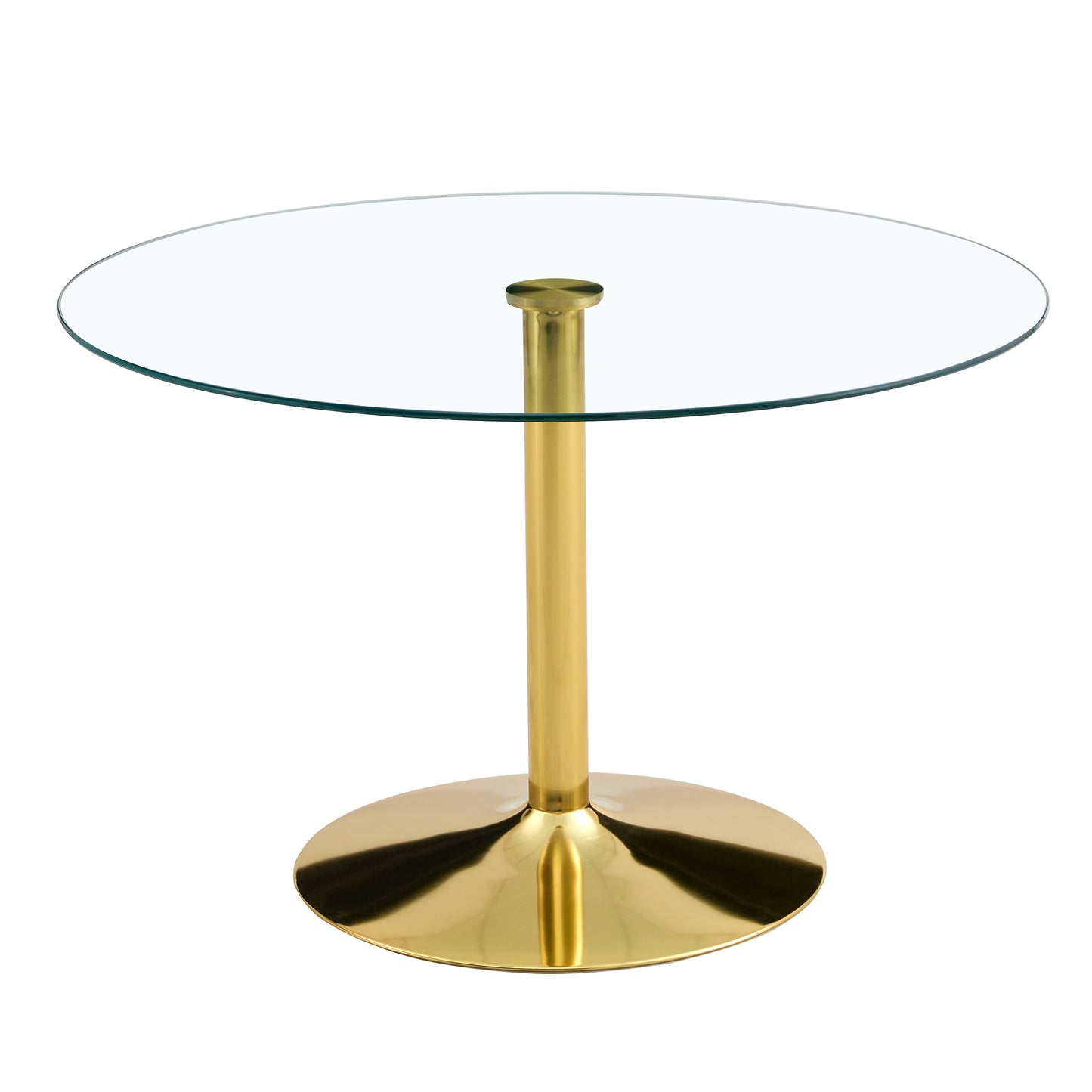 Modern Minimalist Round Dining Table - Gold Metal Legs, Diameter Glass Top for Multiple Rooms