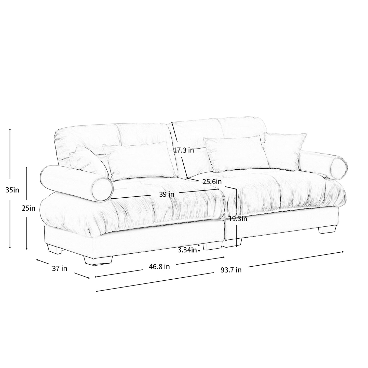 Deep Seat Cloud Couch Modular Velvet Sectional Sofa Couch with Movable Ottoman,Corner Sectional with Bolstered Armrests