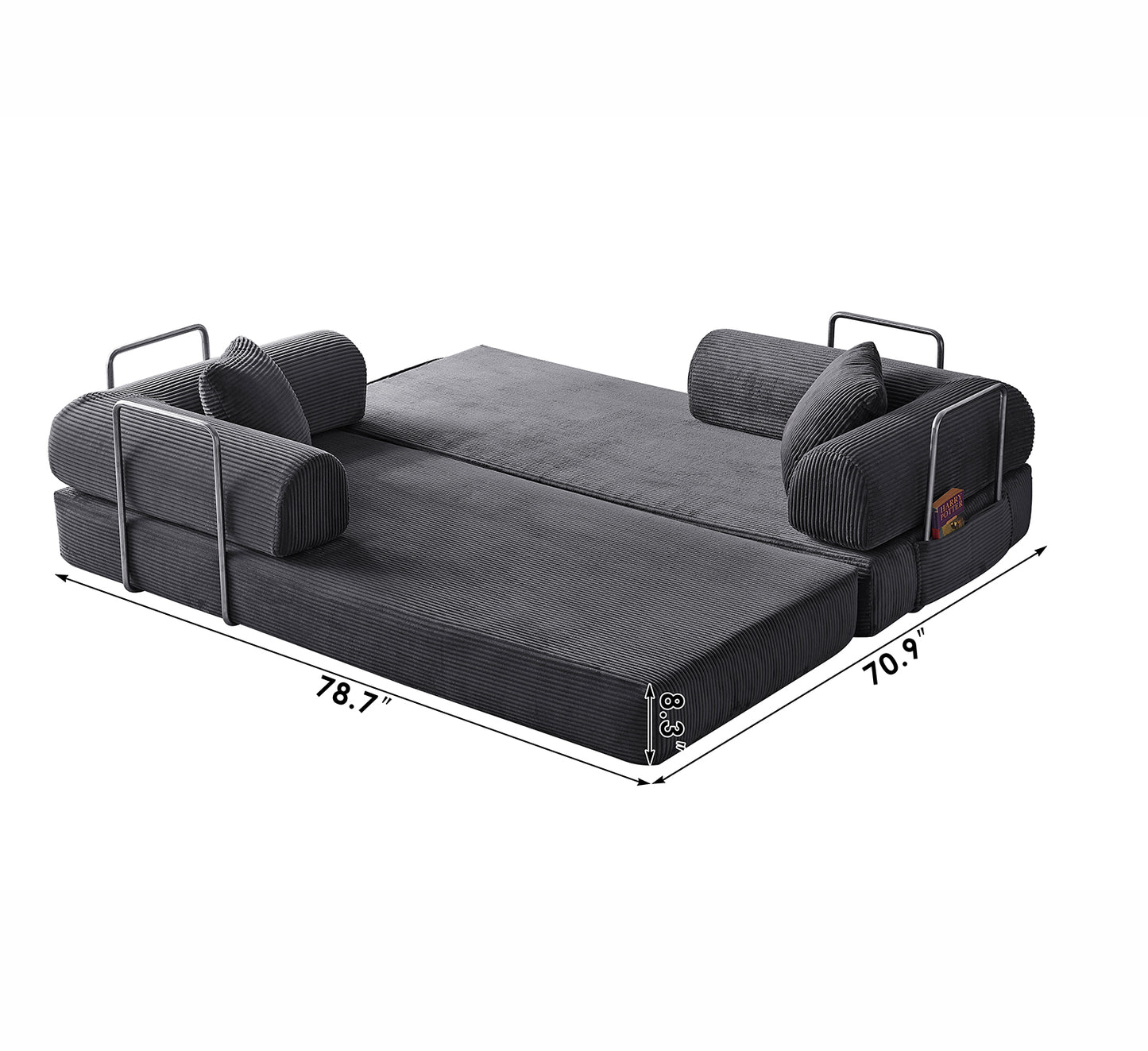 Convertible Floor Sofa Bed – Pillow Back Support, Armrest Loveseat, Boneless Couch Sleeper