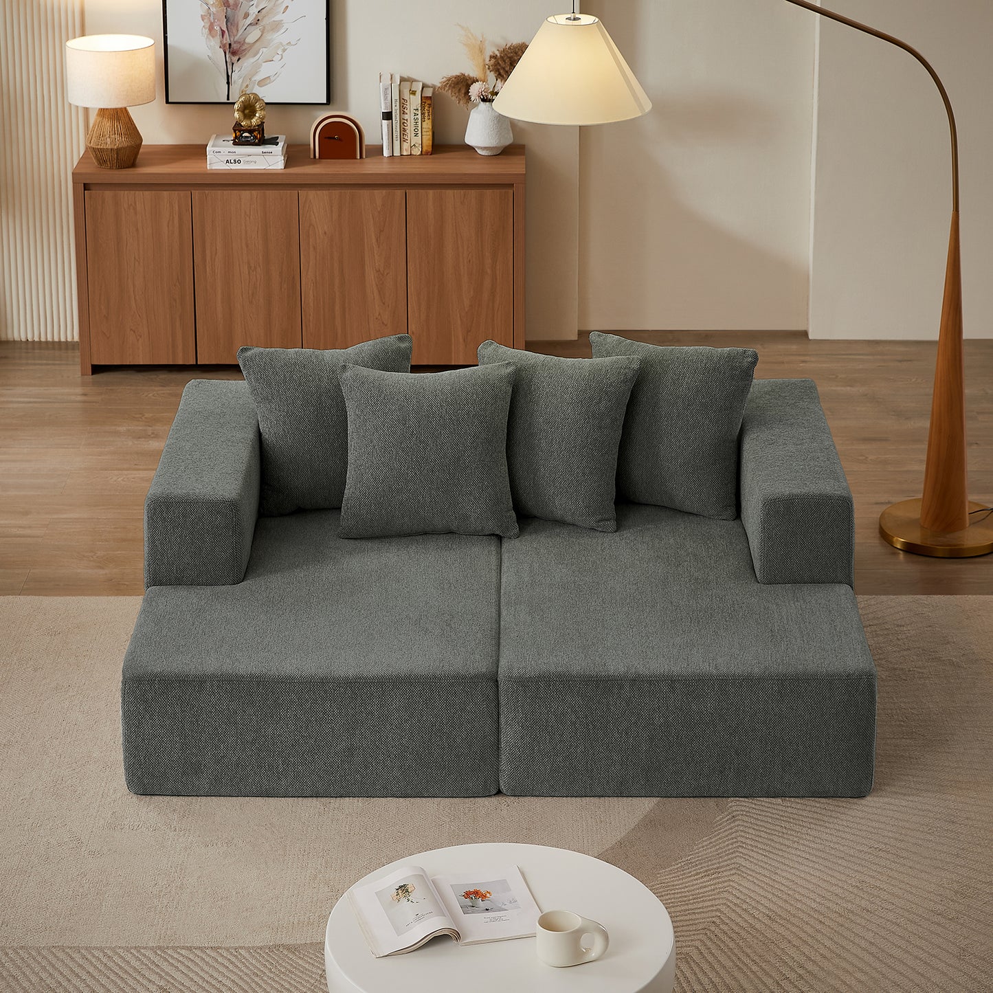 Sectional Sofa– Modern Upholstered Chaise with Plush Seating, Fixed Cushions, and Versatile