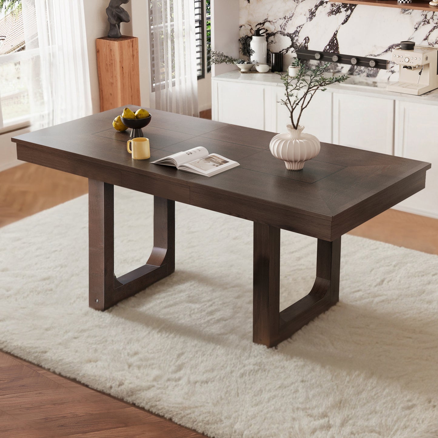 Extendable Farmhouse Wooden Kitchen Table: Removable Leaf, Seats 4 - 8