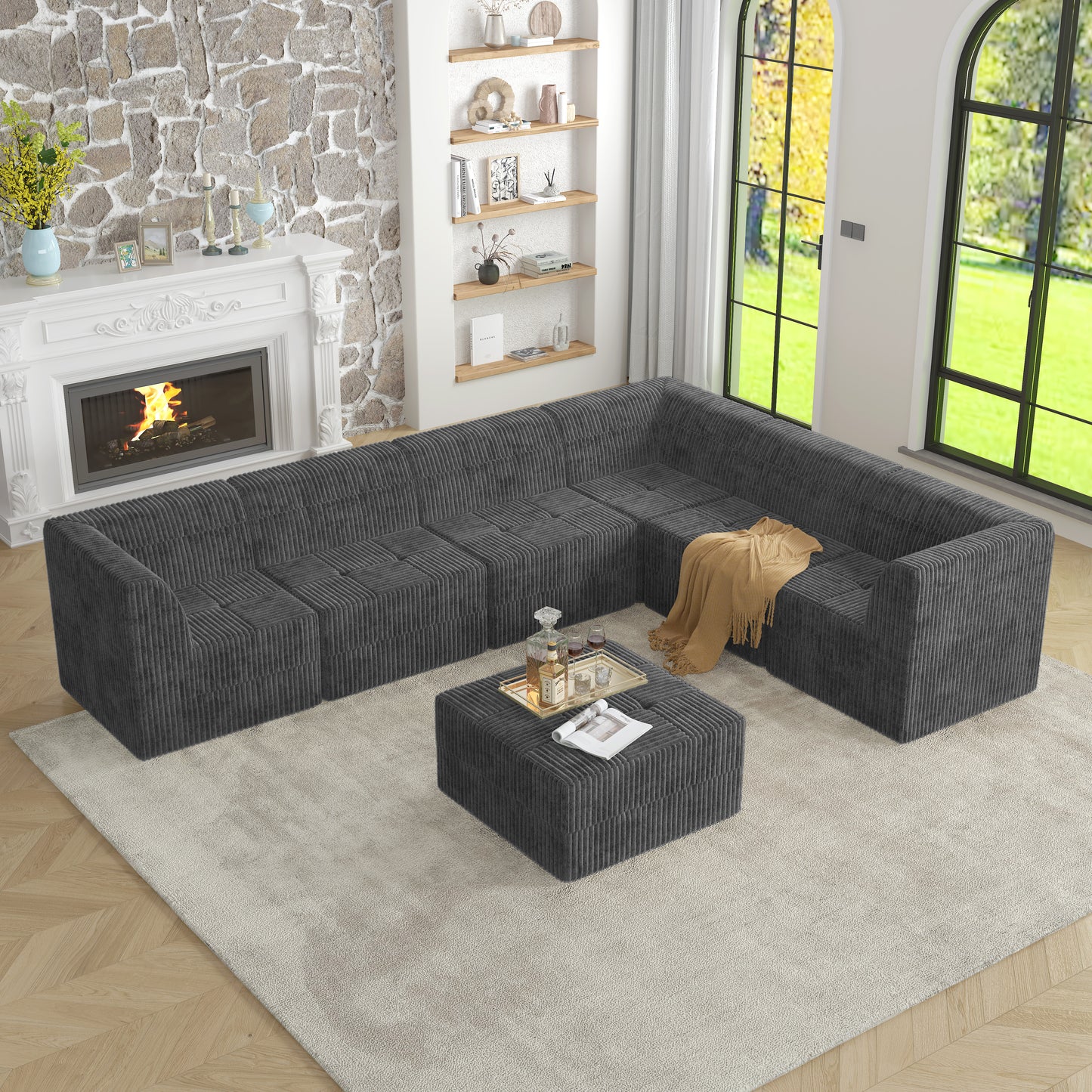 L Shape And U Shape DIY Compressed Modular Sectional Sofa