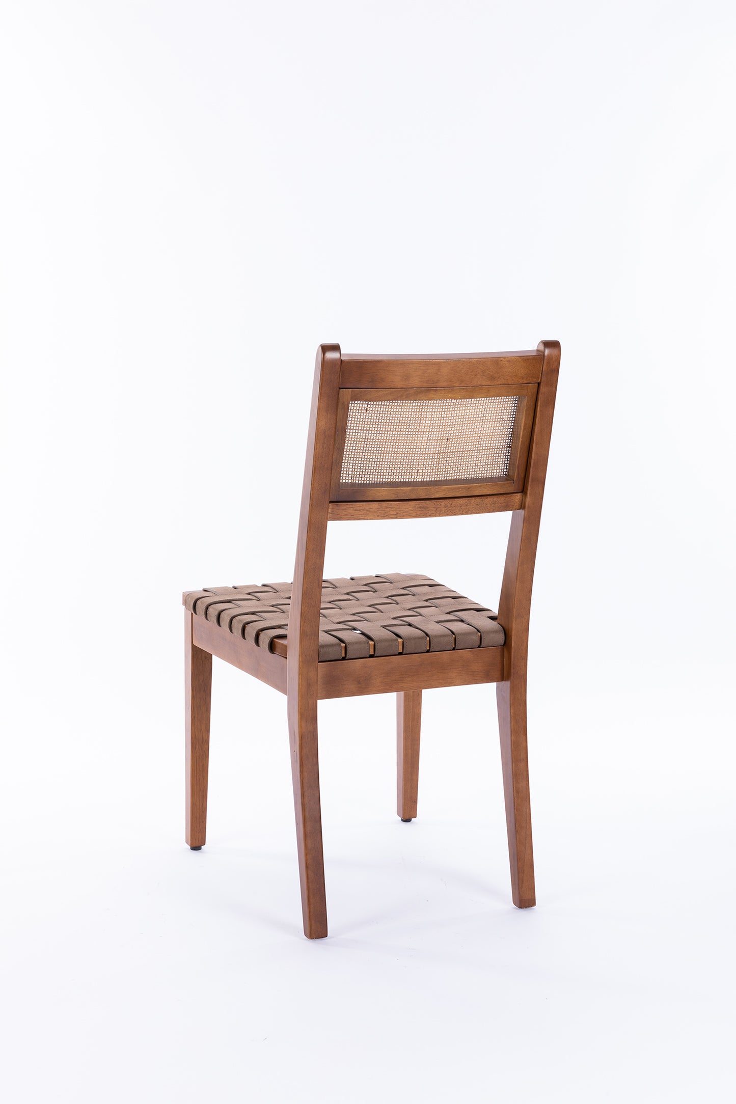 Rattan Leather Woven Strips Kitchen Dining Chair Set Of 2