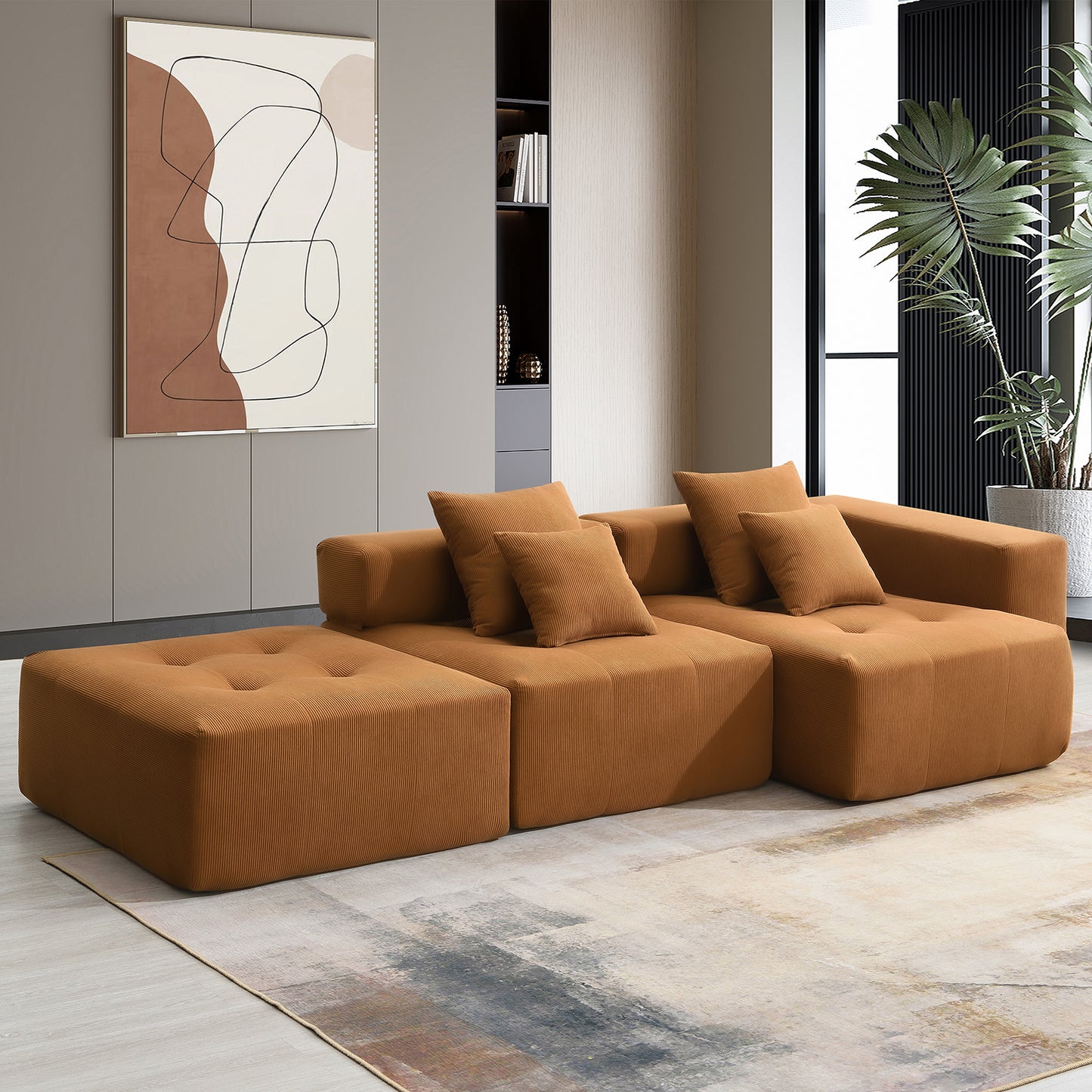 L Shaped Modular Sectional Sofa,Wide and Deep Seat No Assembly Required,3 Colors