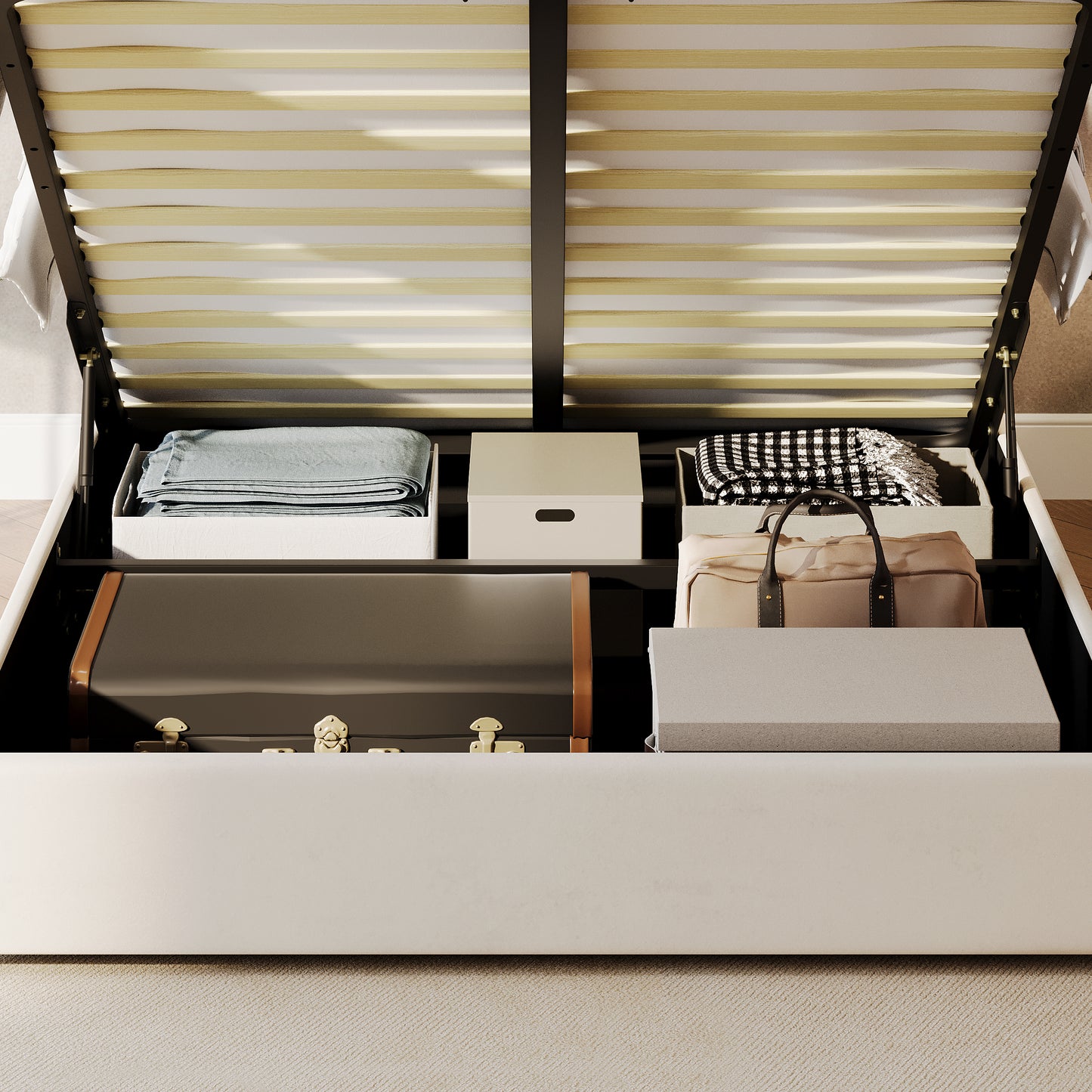 Upholstered Platform Hydraulic Storage Bed