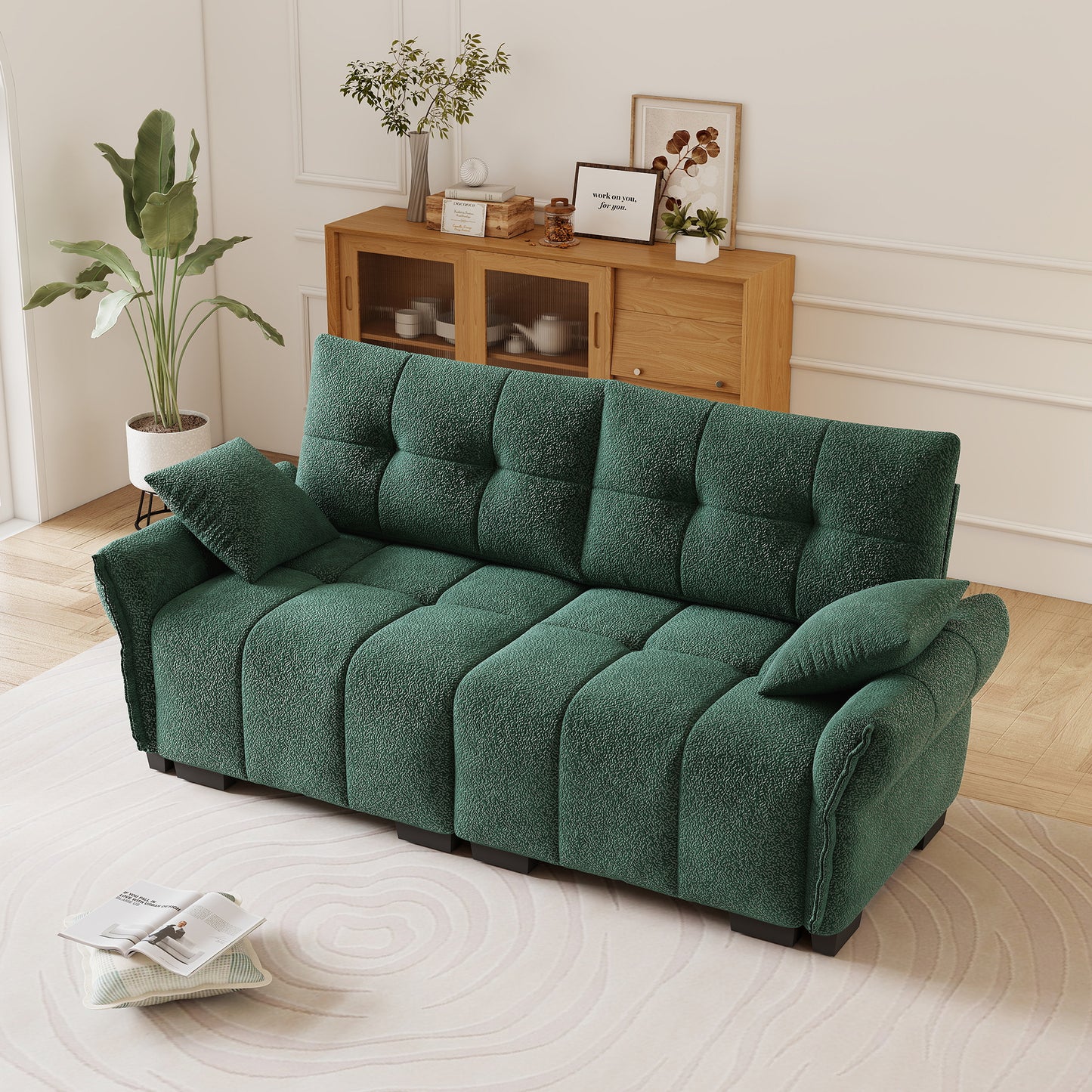Ergonomic Single Seater-Two-Seater Sofa With High-Resilience Support Cushions And Throw Pillows