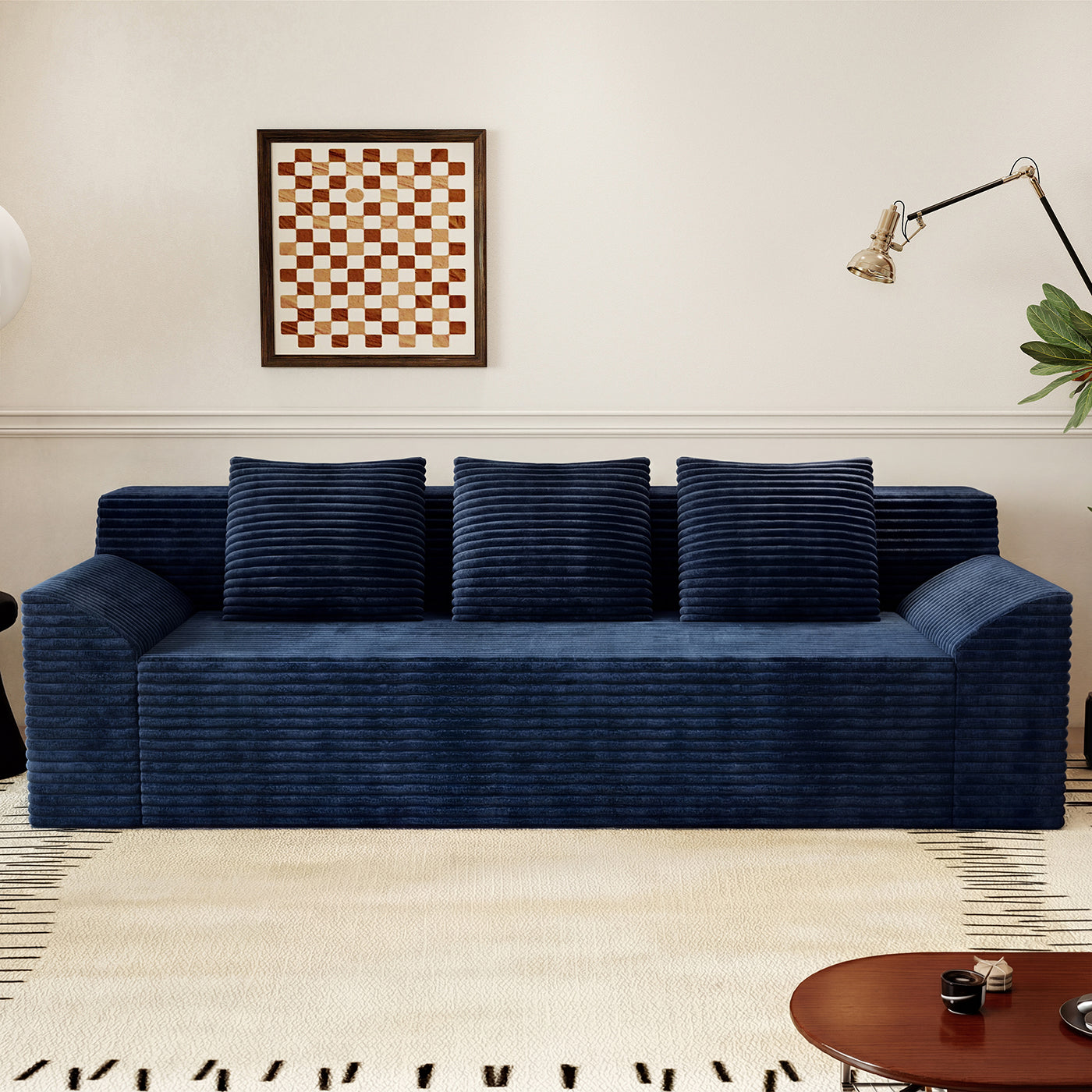 3 Setaser Sofa,Corduroy Fabric,Deep Seat Couches,Comfy Loveseat Sofa,No Assembly,1pcs for Living room, Bedroom