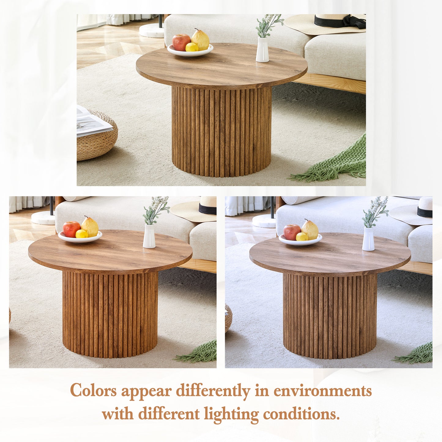 Modern Circular Coffee Table in MDF with 27.5 - Inch Diameter and Cylindrical Legs: A Home Decor Focal Point