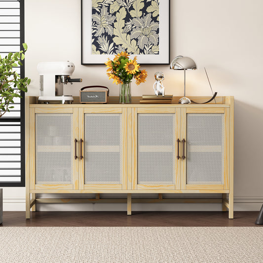 Sideboard Storage Cabinet - Rustic, Rattan Door Design