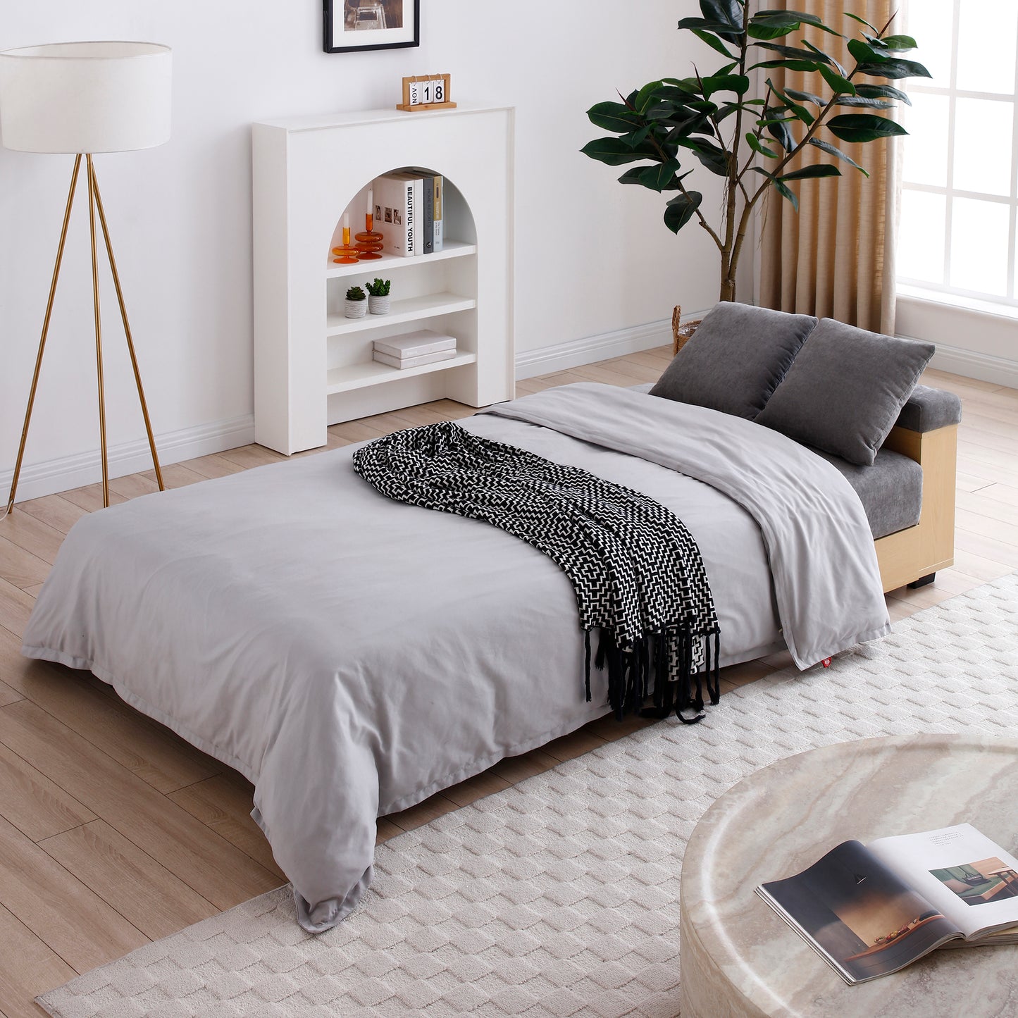 Convertible Sleeper Sofa Couch: Multifunctional, Double Folding with Storage