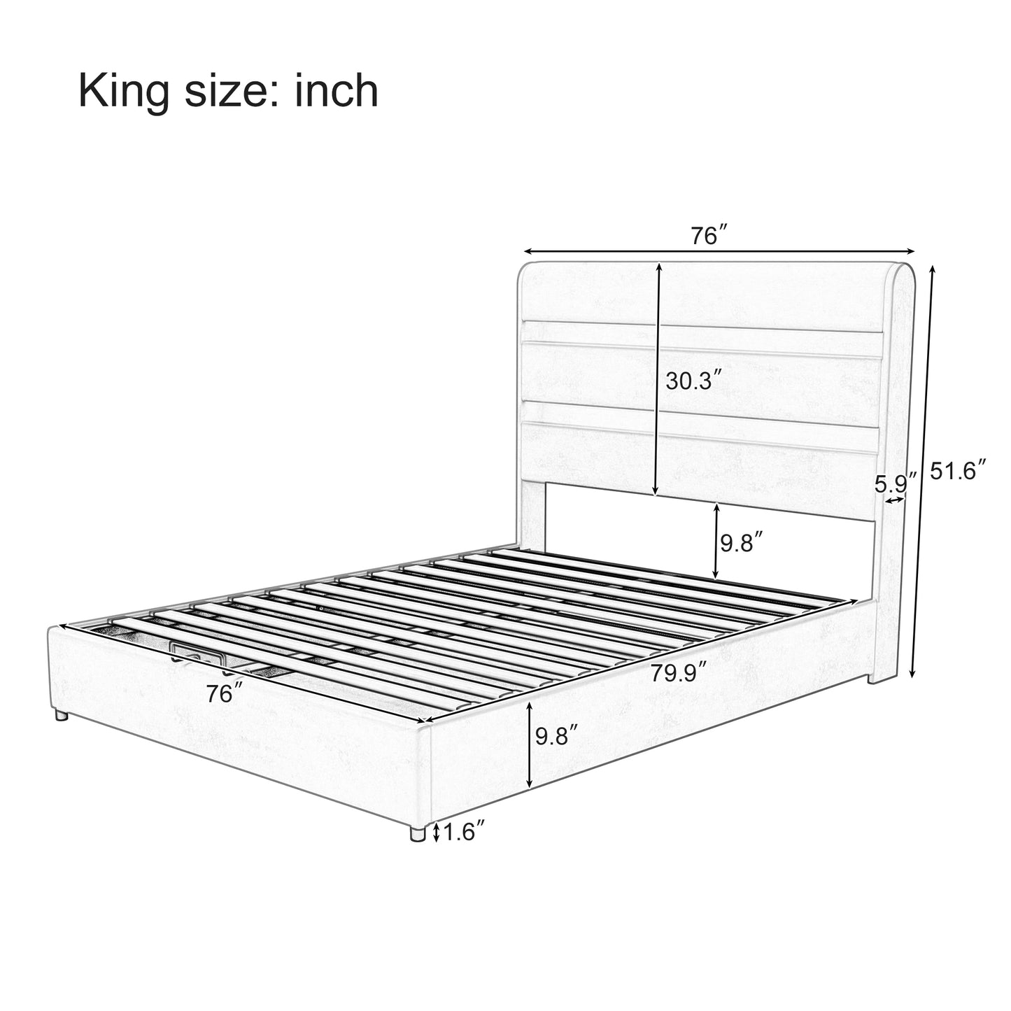 Upholstered Platform Hydraulic Storage Bed