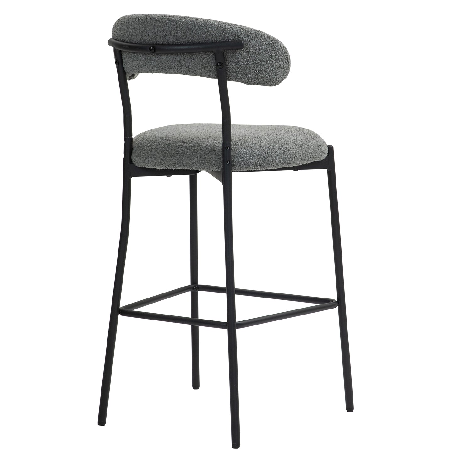 26 - Inch Counter Height Teddy Fabric Bar Stool with Black Powder - Coated Base