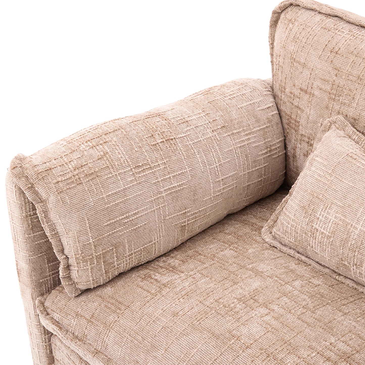 Modern Chenille L Shaped Couch, Comfy Boucle Modular Sofa Sleeper with Movable Storage Ottoman, Phone Holder, USB Charging Port