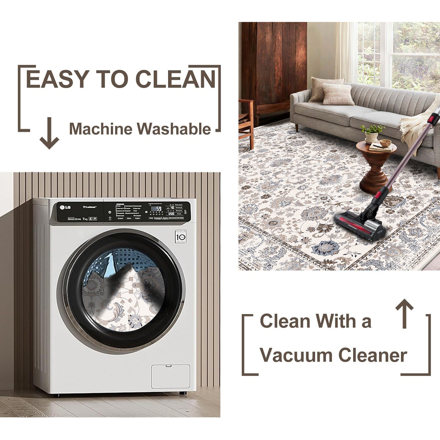 Area Rug Vintage Bohemia Non-slip Washable Rug