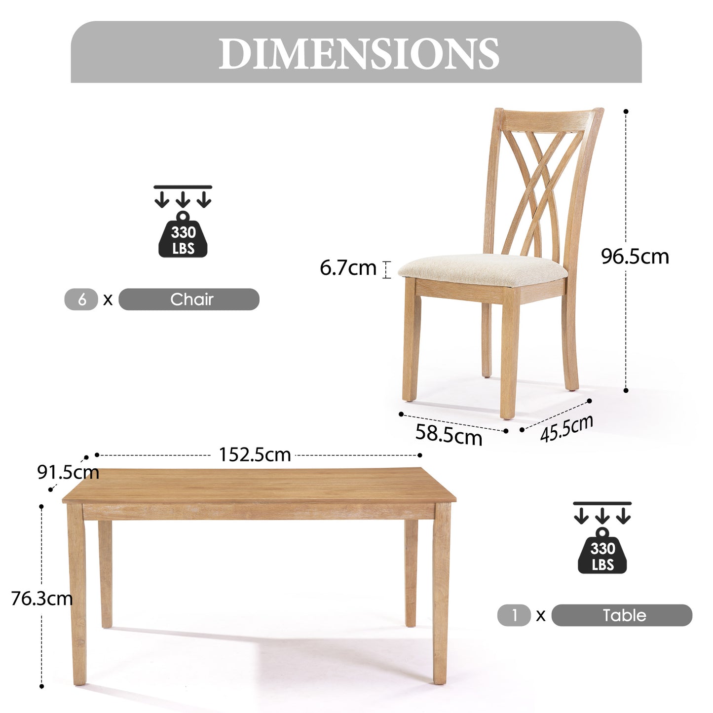 Modern Rubber Wood Dining Set with 4-6 Chairs for 4 - 6 Person Gatherings
